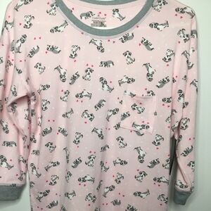 NWT Cuddl Duds Women's Pink Puppy Dogs Print Cozy Soft Sleepwear Top Pajama  S